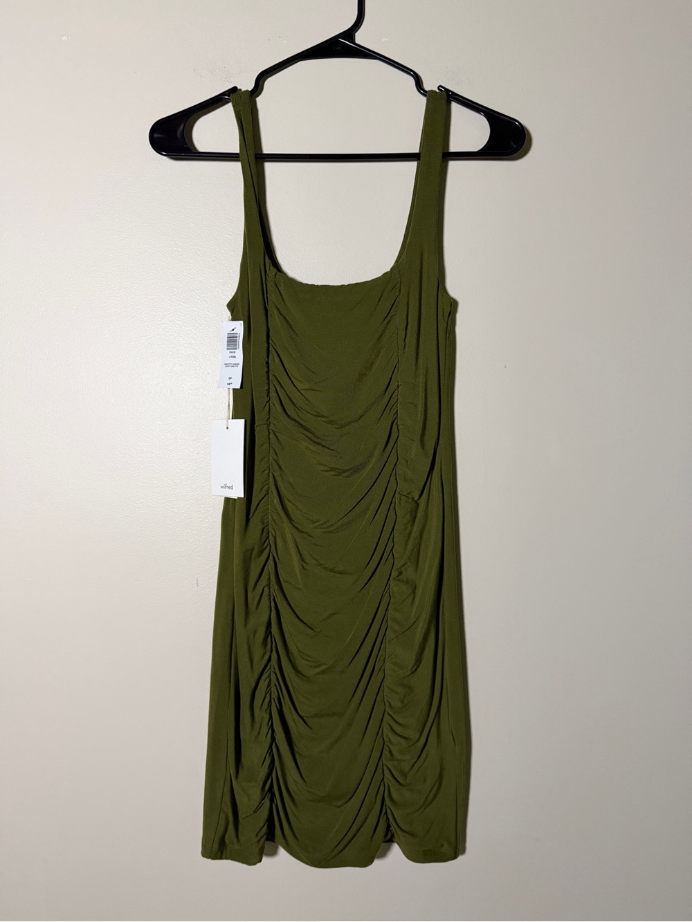 Wilfred Lydia Olive Green Ruched Tank Mini Dress